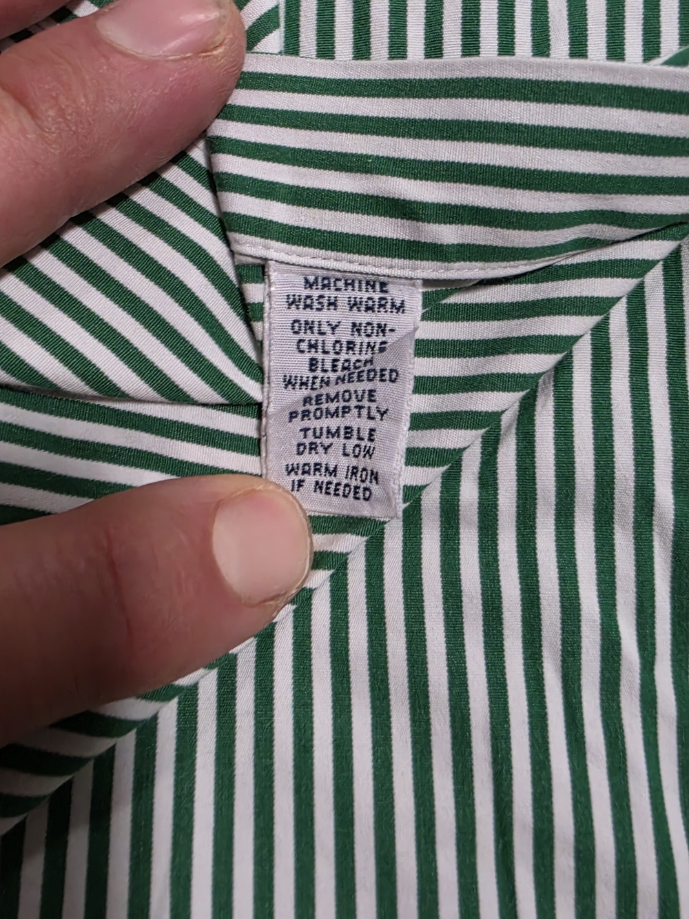 Vintage Ralph Lauren Green & White Striped Long Sleeve Button-Down Shirt, Size L